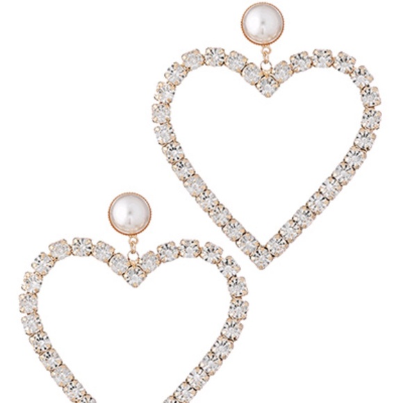 Open Heart Pearl Earrings - Picture 2 of 2